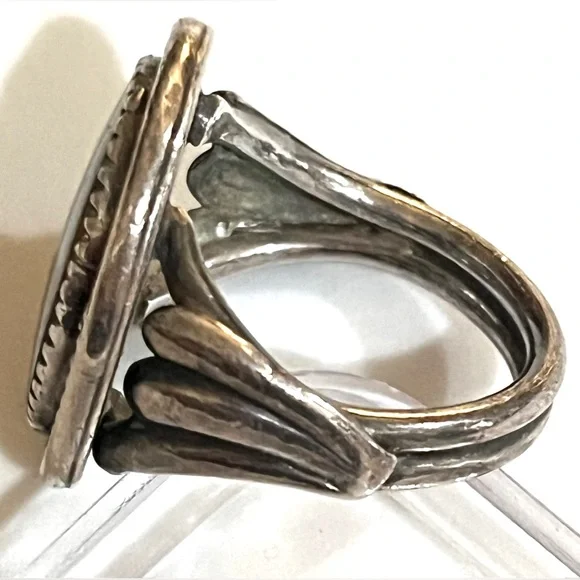 🦚🥀👑Vintage Navajo Sterling Silver Picture Jasper Ring